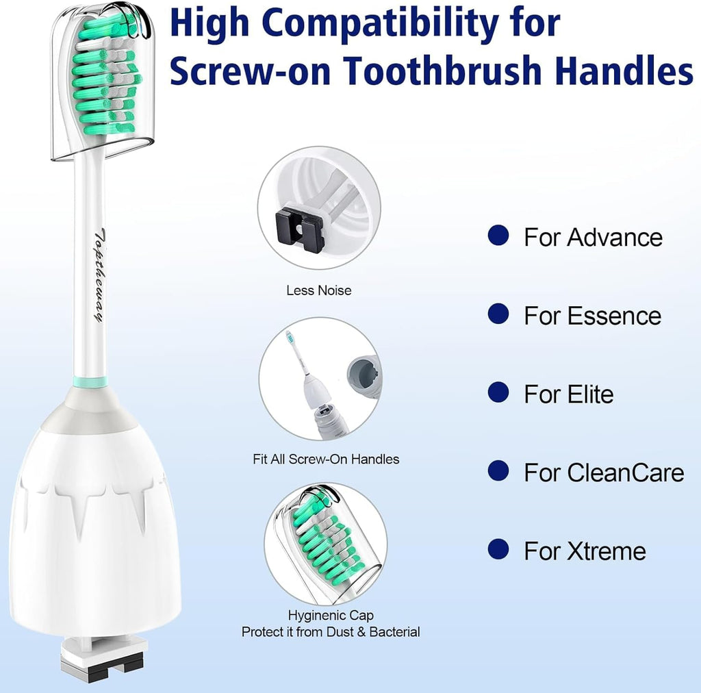 Toptheway Replacement Brush Heads Compatible with Sonicare E-Series Essence Xtreme Elite Advance and CleanCare Screw-On Toothbrush Handles 7022/66, 3 Pack