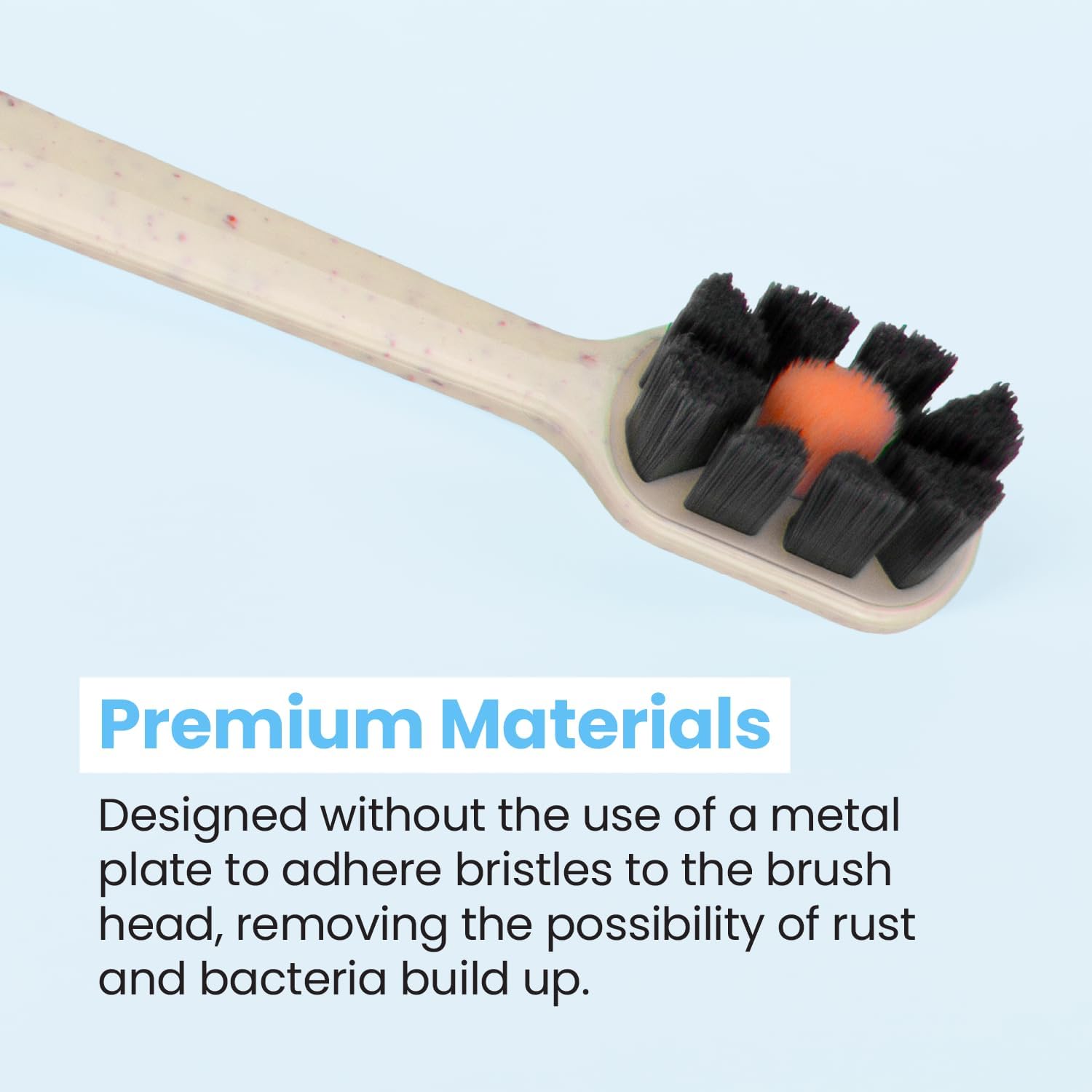 Lindo EcoCare Polishing Toothbrush - Charcoal Infused Bristles & Biodegradable Handle, for Sensitive Gums and Teeth, 12000+ Ultra Fine Charcoal Infused Bristles, Soft and Gentle, Pack of 4 (Blue)