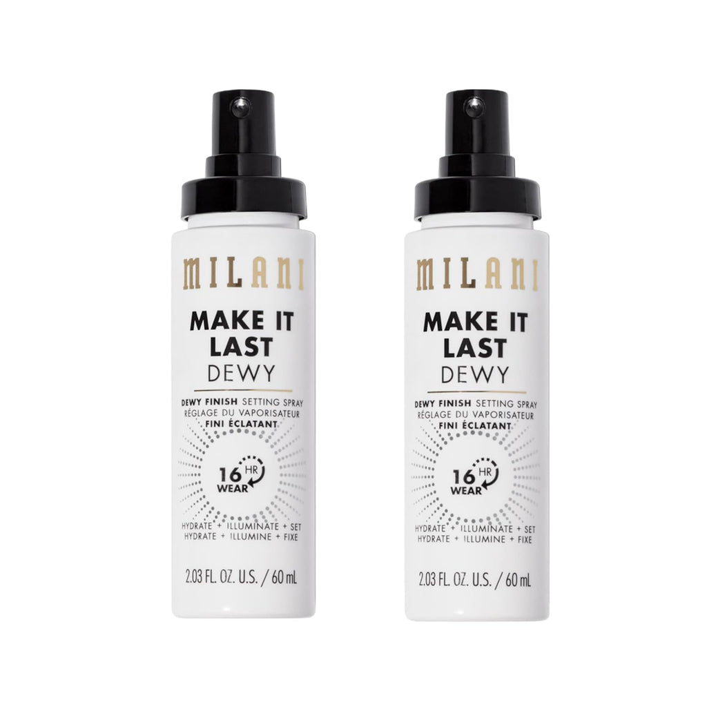 Milani Setting Spray + Primer, Make It Last Dewy - Dewy Finish Moisturizing Formula for Glow on the Go, Setting Spray for Makeup and Face Primer, Prime + Set + Hydrate, 2.03 Fl. Oz - 2 Pack