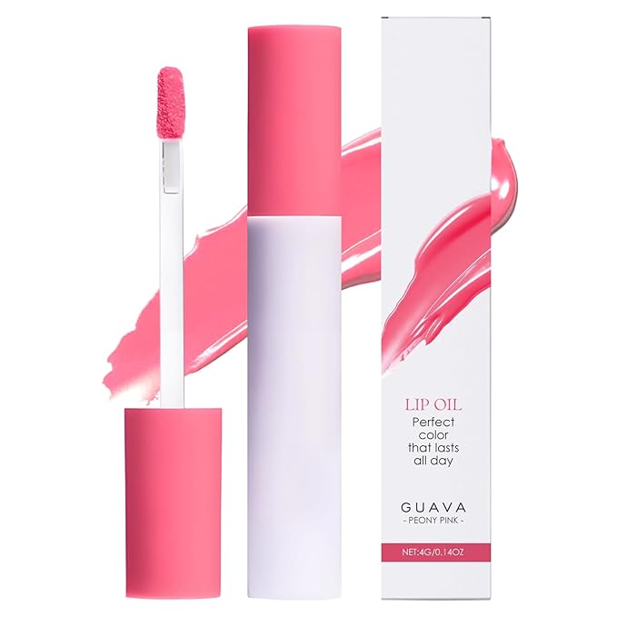 Lips Staining Lip Oil, 2026 New Lip Tint Lips Oil Long-Lasting Moisturizing, Plumping Hydrating Glossy Lip Glosses, Glossy Lip Stain Creamy Texture for Girl and Women (GUAVA)
