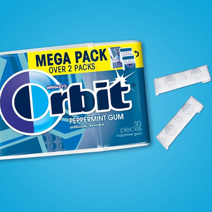 ORBIT Peppermint Sugar Free Chewing Gum - Chewing Gum Bulk Pack, 32.1 oz, 30 Count (Pack of 6)