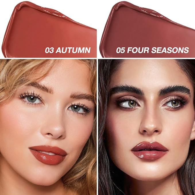 2Pcs Tinted Lip Balm Moisturizing Lipstick – Warm Orange Brown & Deep Rose Color Bean Paste Sheer Hydrating Lip Color for Dry Lips Nourishing Lip Balm for All Women with a Subtle Natural Scent