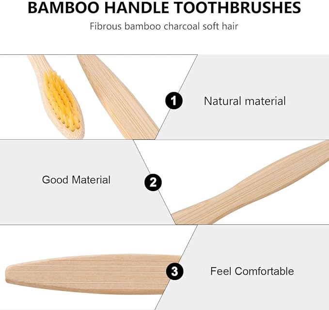 10 Pcs Fiber Toothbrushes Soft Bristles Eco-Friendly Personal Care Bulk for Adults Travel Portable Oral Hygiene