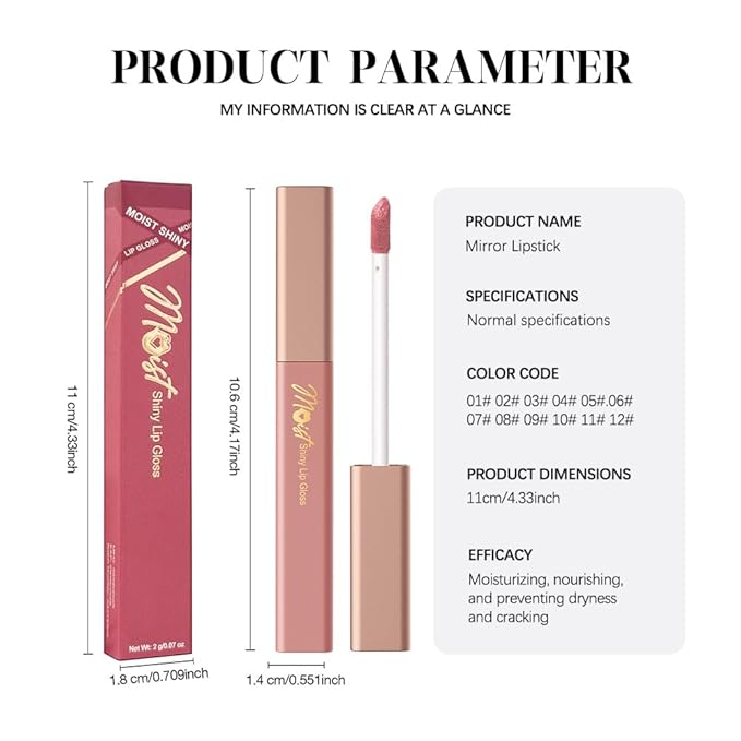Lip Stain Hydrating High Shine – Lightweight Non-Sticky Glossy Lip Tint, Mirror Shine Moisturizing Lip Makeup for Plump & Full Lips, Long-Lasting Rich Color Lip Glaze, Soft Smooth Lip Gloss 03#