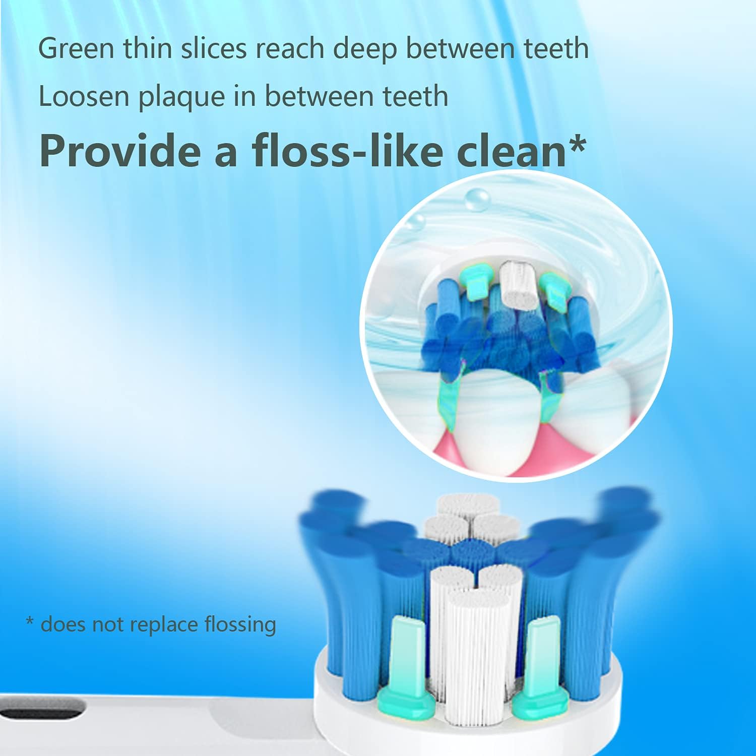 Replacement Toothbrush Heads Fit for Oral B Electric Toothbrushes, 8pcs, Round Brush Head for FlossAction, Repuesto for Braun Type 3756 3757 3744 3765 4729 4739