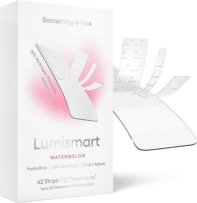 Something Nice Lumismart Whitening Strips - Dentist-Designed, Enamel Safe, up to 42 Treatments with Smart Adjust - Teeth Whitening Strips in Watermelon for Sensitive Teeth