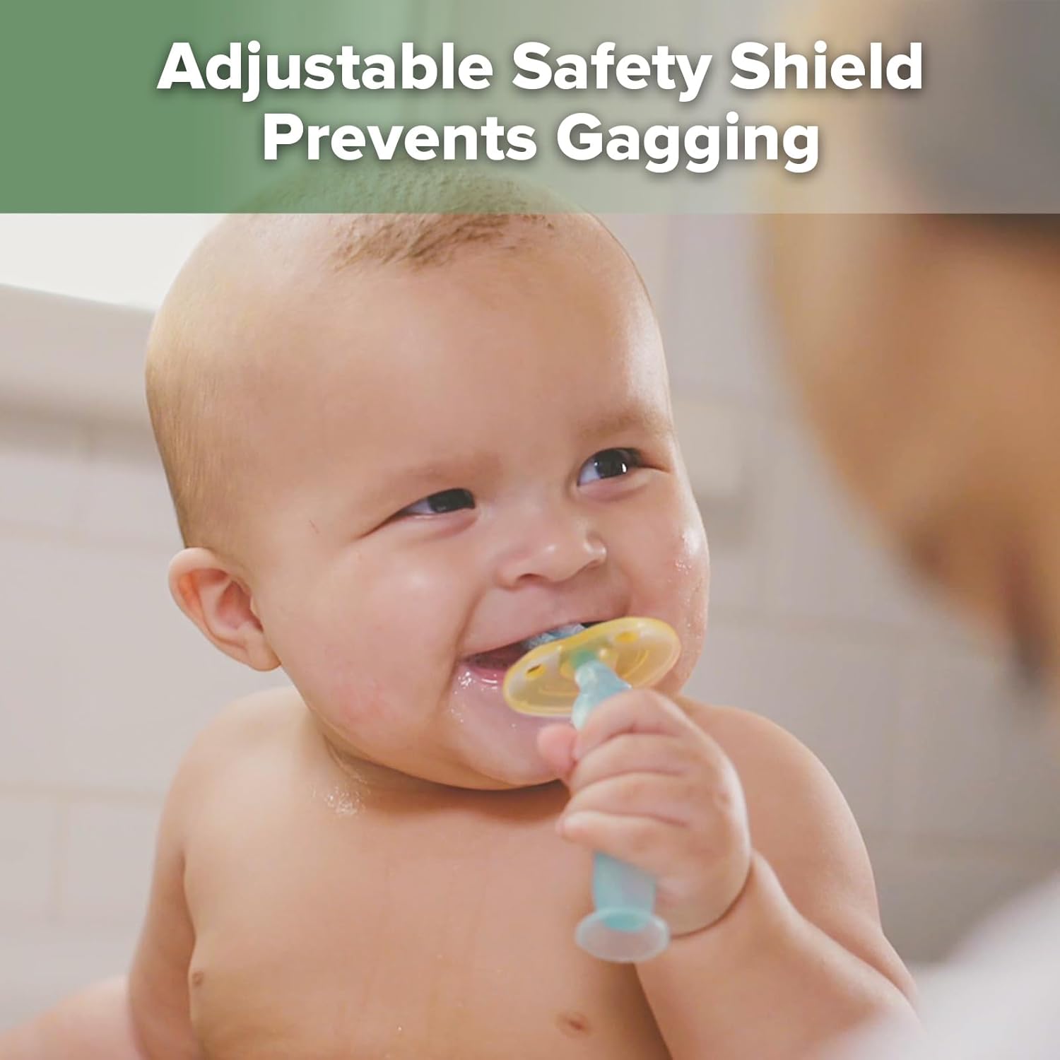 Haakaa 360 Food Grade Silicone Baby Toothbrush - 6M+ With Shield & Base Design, 1pc (Blue)