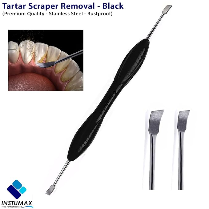 Professional Dental Curettes & Sickle Scalers 4Pcs Set – Tartar & Plaque Remover Tools for Dentists, Hygienists – Oral Care Kit with Ergonomic Silicone Handle – Periodontist Pick Tools