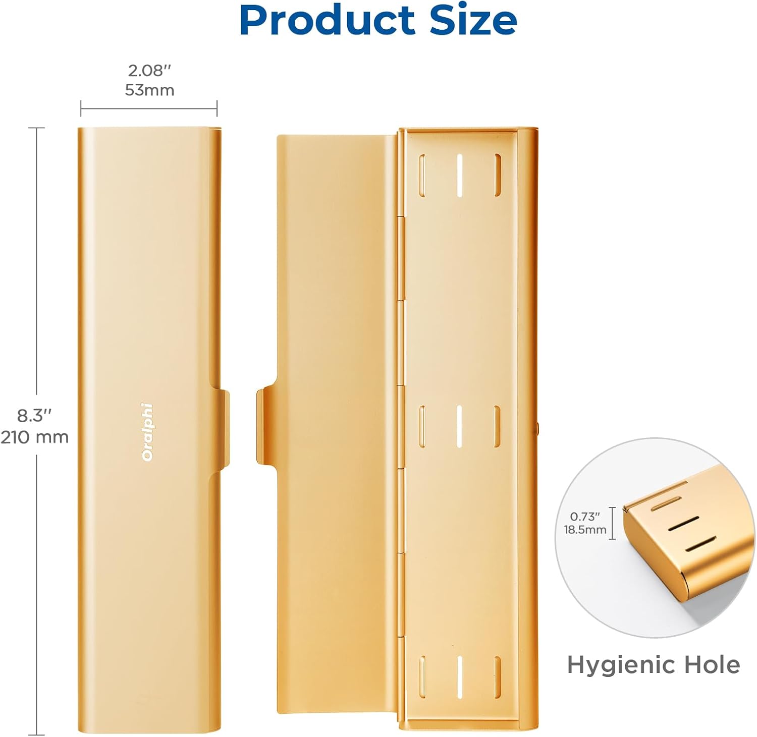 Wider Aluminum Toothbrush Travel Case, Portable Travel Toothbrush Holder, Durable Manual Toothbrush Box Container for Traveling, Bathroom, Camping, Business Trip-Not for 0.85oz Toothpaste, Gold