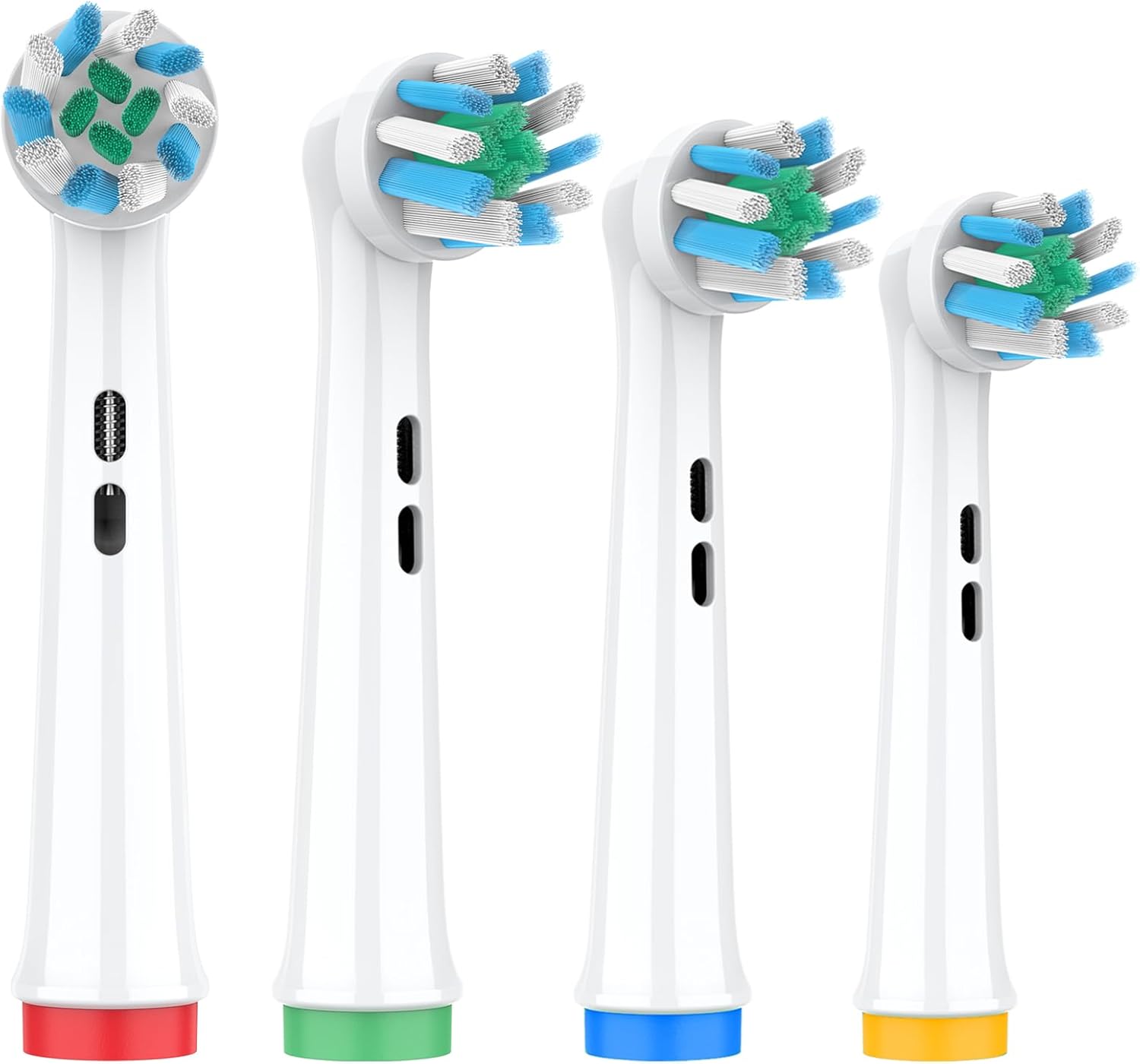 Replacement Heads Compatible with Oral B Braun Pro 100, 500, 1000, Vitality, Smart, Genius, Cross Bristles for Deeper Plaque Removal, Pack of 4 Electric Toothbrush Heads Refills, White
