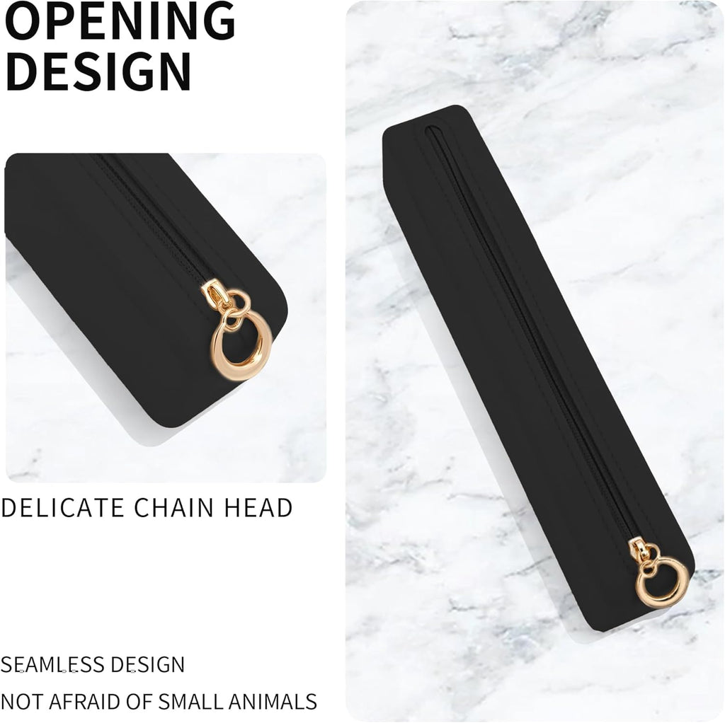 Nuomeisi Silicone Makeup Brush Holder, Portable Travel Essentials, Stand-up Cosmetic Bag Case, Toiletry Organizer with Upgraded Zipper Closure- Ideal for Daily Use and Travel (Black)