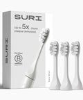 SURI Recyclable Plant-Based, Electric Toothbrush Heads - Built-in Tongue Scraper, Long Lasting Replacement Heads | Compatible Only with SURI Sonic Electric Toothbrush - Sea Mist, Pack of 3