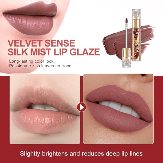 Matte Velvet Lip Stain, Lightweight Long-Lasting LipTint, Waterproof Non-Sticky Lip Color, Transfer-Proof Smudge-Proof Lip Stain,CloudLike Soft Blurring Texture with Misty Velvet Finish Blood Plum-75A