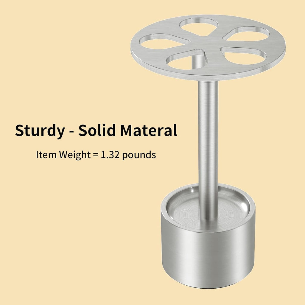 YUMORE Toothbrush Holder Stand Stainless Steel Tooth Brush Holder Bathroom Countertop Organizer Storage (Brushed Nickel)