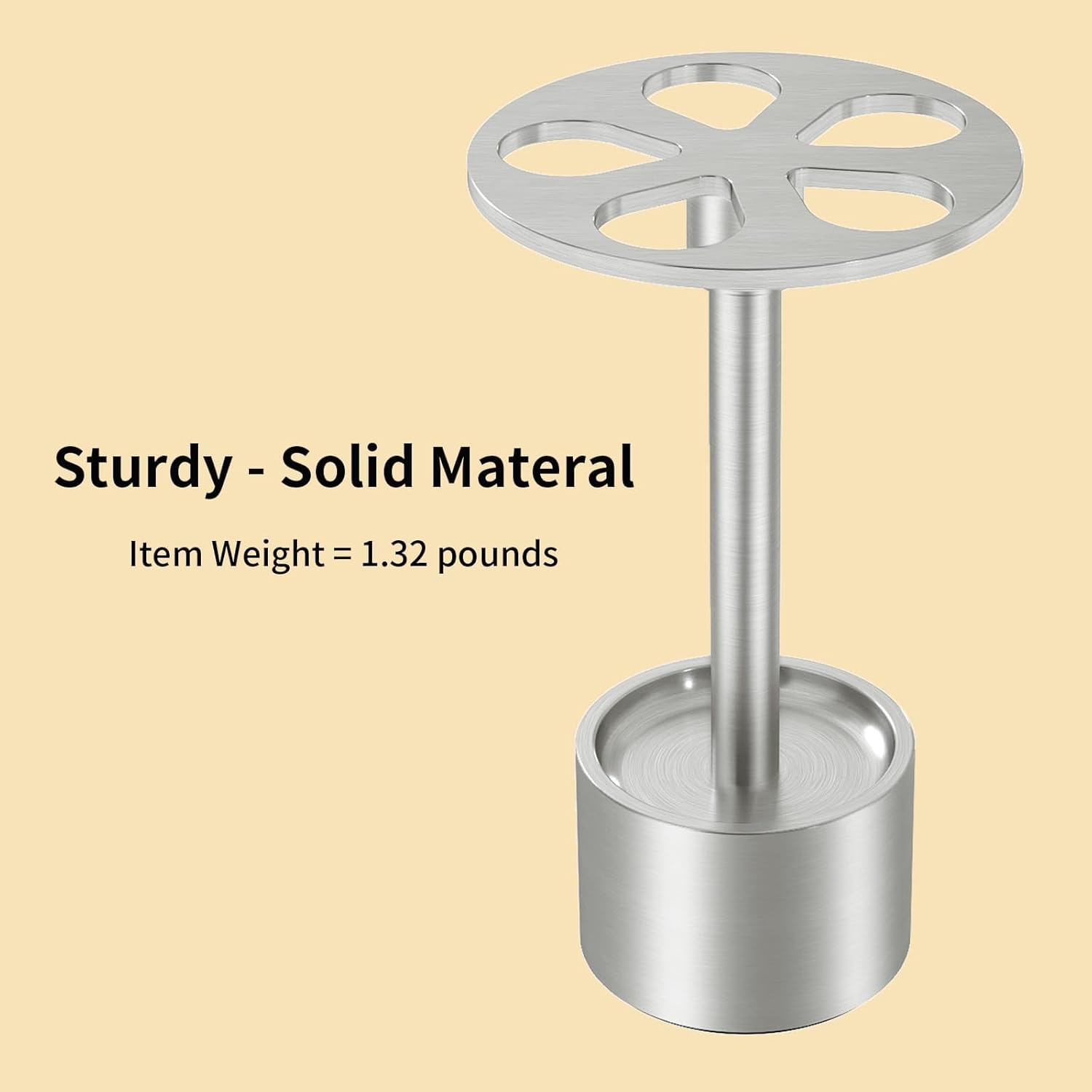 YUMORE Toothbrush Holder Stand Stainless Steel Tooth Brush Holder Bathroom Countertop Organizer Storage (Brushed Nickel)