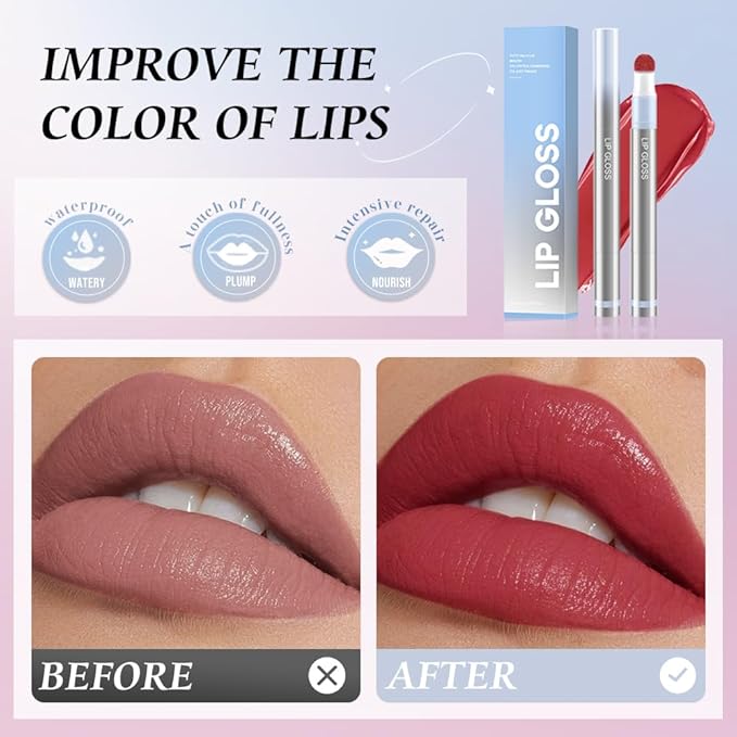 Cushion Lip Gloss Matte Lip Tint – Long-Lasting Lightweight Color, Soft Plush Applicator for Gradient Blurred Lips, Non-Sticky Velvet Finish Hydrating Lip Stain 02#–Dusty Mauve