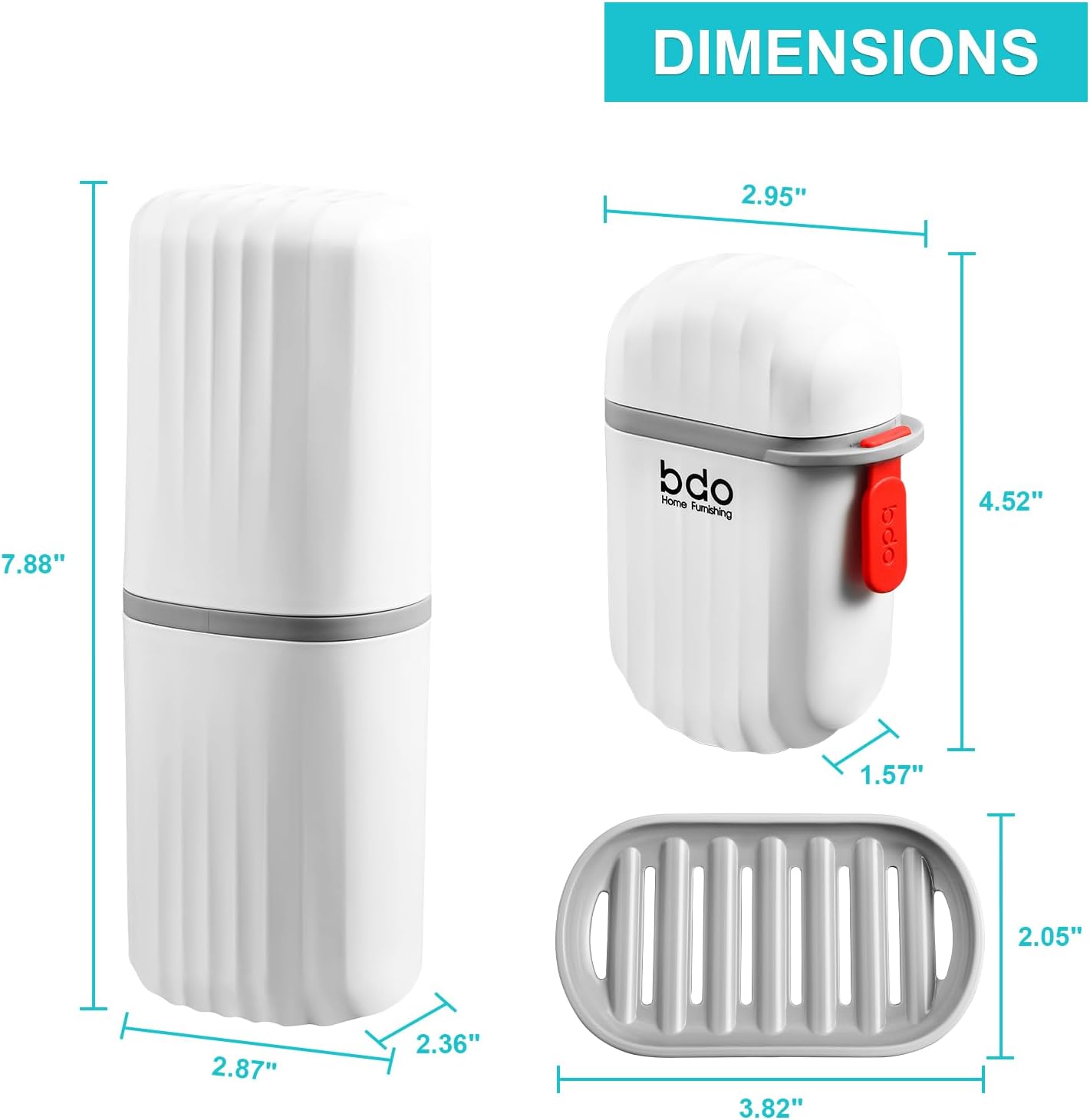 VITVITI White Toothbrush Travel Case, Portable Travel Soap Container Leakproof Dish Tray,7.88 inch Toothpaste Toothbrush Holder with Cover for Trip/Bathroom/Camping