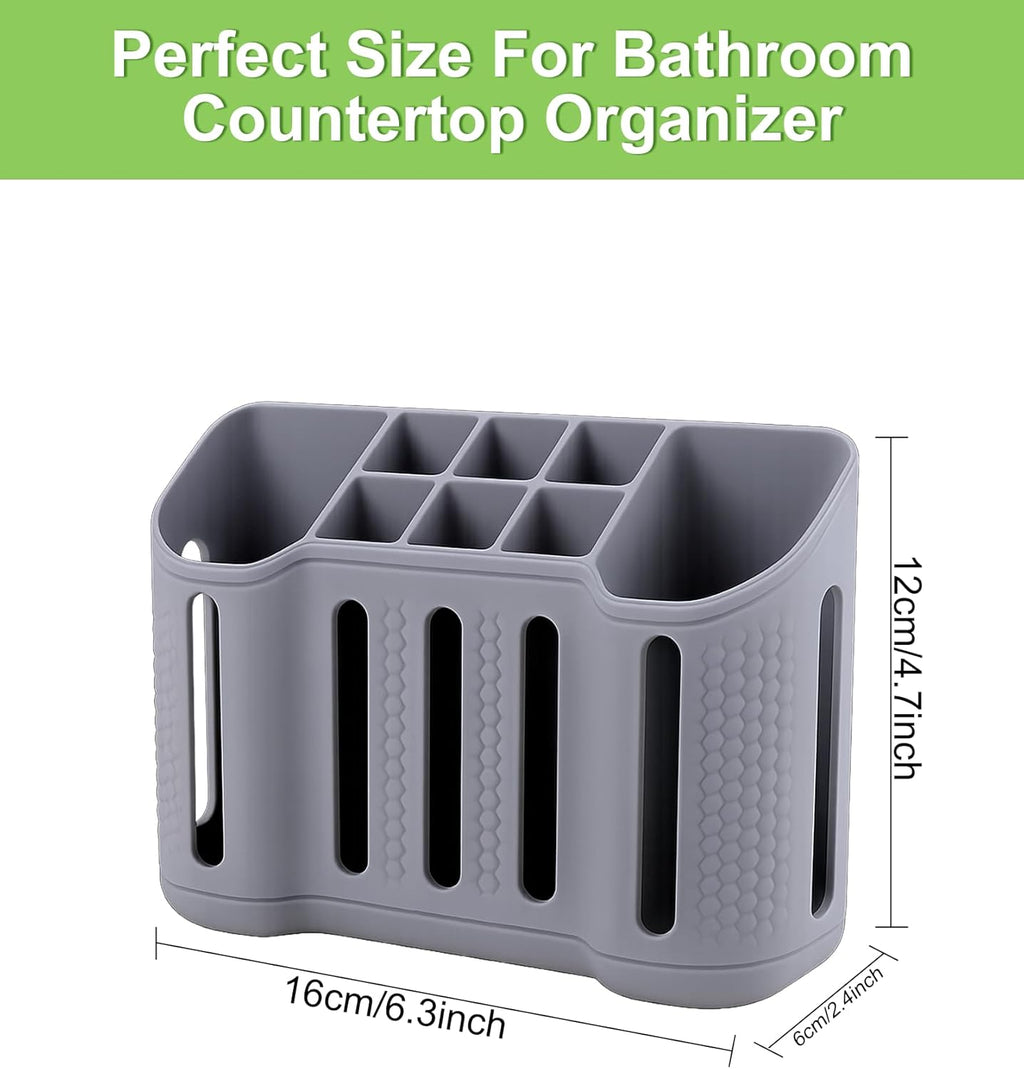 Tooth Brush Holder for Bathroom, Silicone Toothbrush Holder with Drainage, Bathroom Organizers and Storage, 8 Slots Kids Electric Toothbrush and Toothpaste Holde Drainage