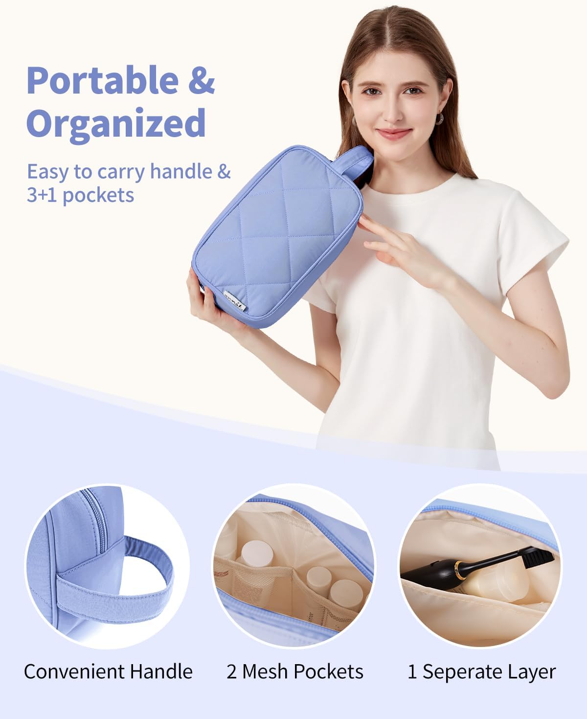 Narwey Travel Toiletry Bag for Women Traveling Dopp Kit Men Travel Bag for Toiletries Cosmetic Bag Makeup Bag Medicine Bag for Traveling