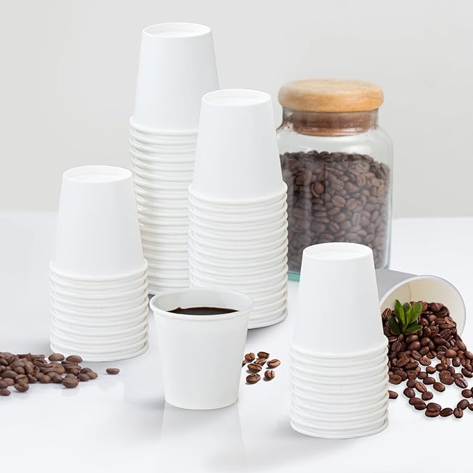 [300 Pack 3 oz Paper Cups White, Small Mouthwash Cups 3 OZ, Mini Disposable Bathroom Cups, Paper Cups 3 Ounce for Bathroom, Supermarket, Birthday Party, Travel, Events, Picnic, BBQ