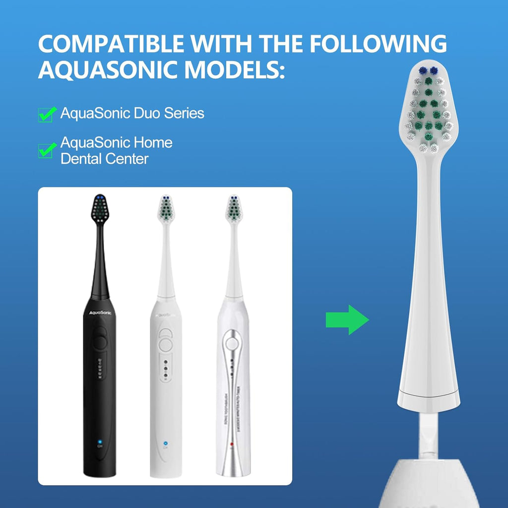 Replacement Toothbrush Heads for AquaSonic Duo Series and Home Dental Center Electric Toothbruh, NOT Compatible with Duo Series Pro, 5 White + 5 Black
