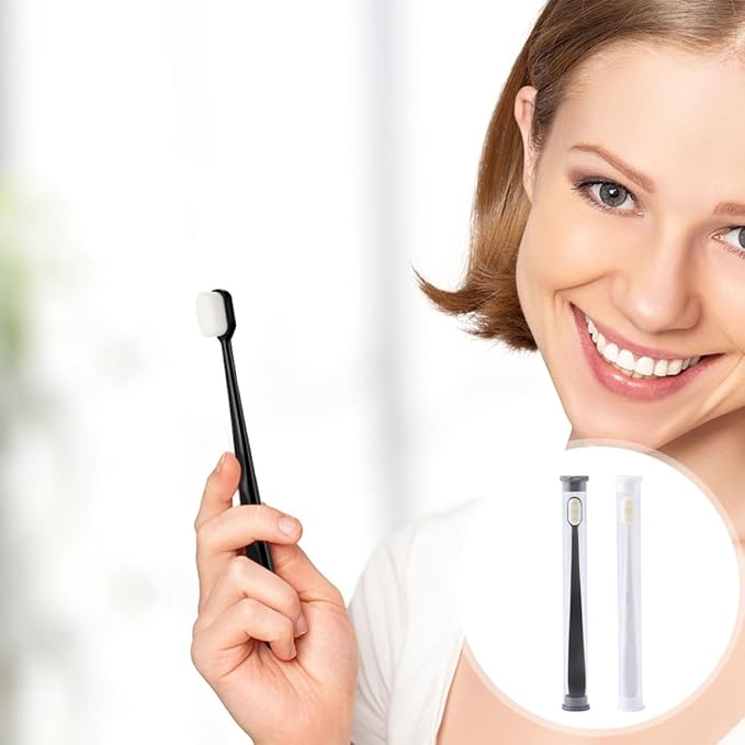4PCS Soft Micro-Nano Toothbrushes for Adults with Ultra-fine Bristles Ergonomic Non-Slip Handle Deep Cleaning Tooth Enamel Protection Household Oral Care Black White