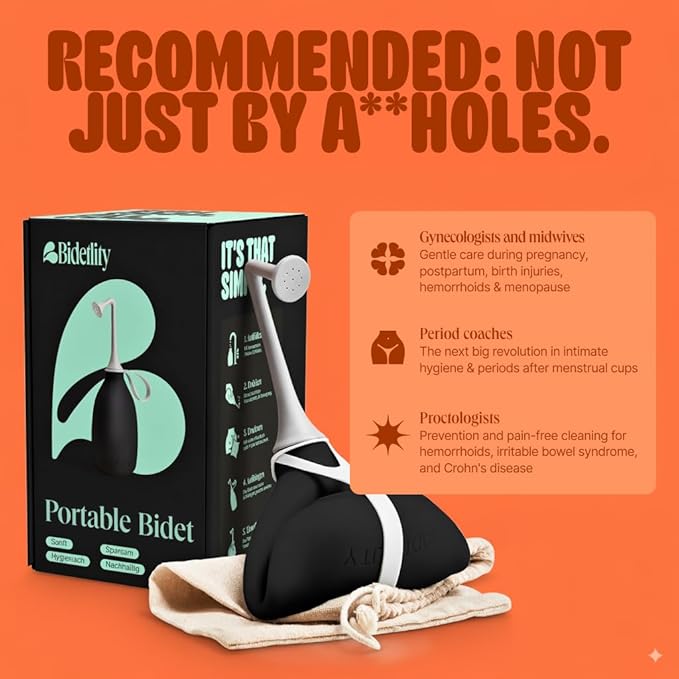 Butt & Intimate Shower 3.0 – Mobile Travel Bidet & Sustainable Intimate Shower, Replaces Wet Wipes, Saves Toilet Paper, Portable Handheld Bidet, Travel Bag Included, BPA-Free - Bold Black