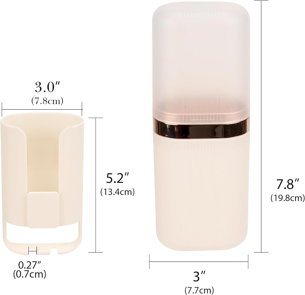 Wall Mounted Travel Toothbrush Holder for Dual Purpose, Portable Tooth Brush Case, Toothpaste Organizer for Bathroom, Dorm, Camping, Business Trip (White)