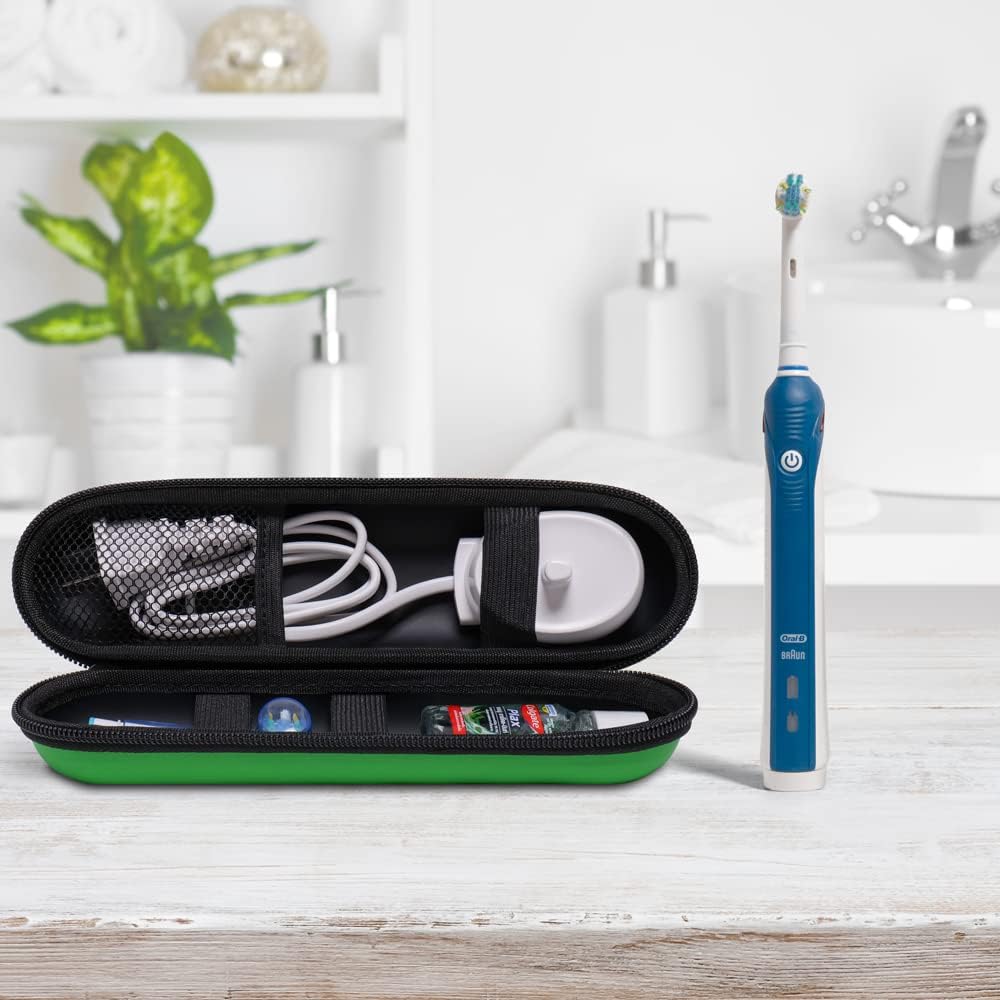 Nincha EVA Electric Toothbrush Case - Durable Hard Shell Travel Case with Mesh Pocket - Fits Most Powered Toothbrush Products (Green)