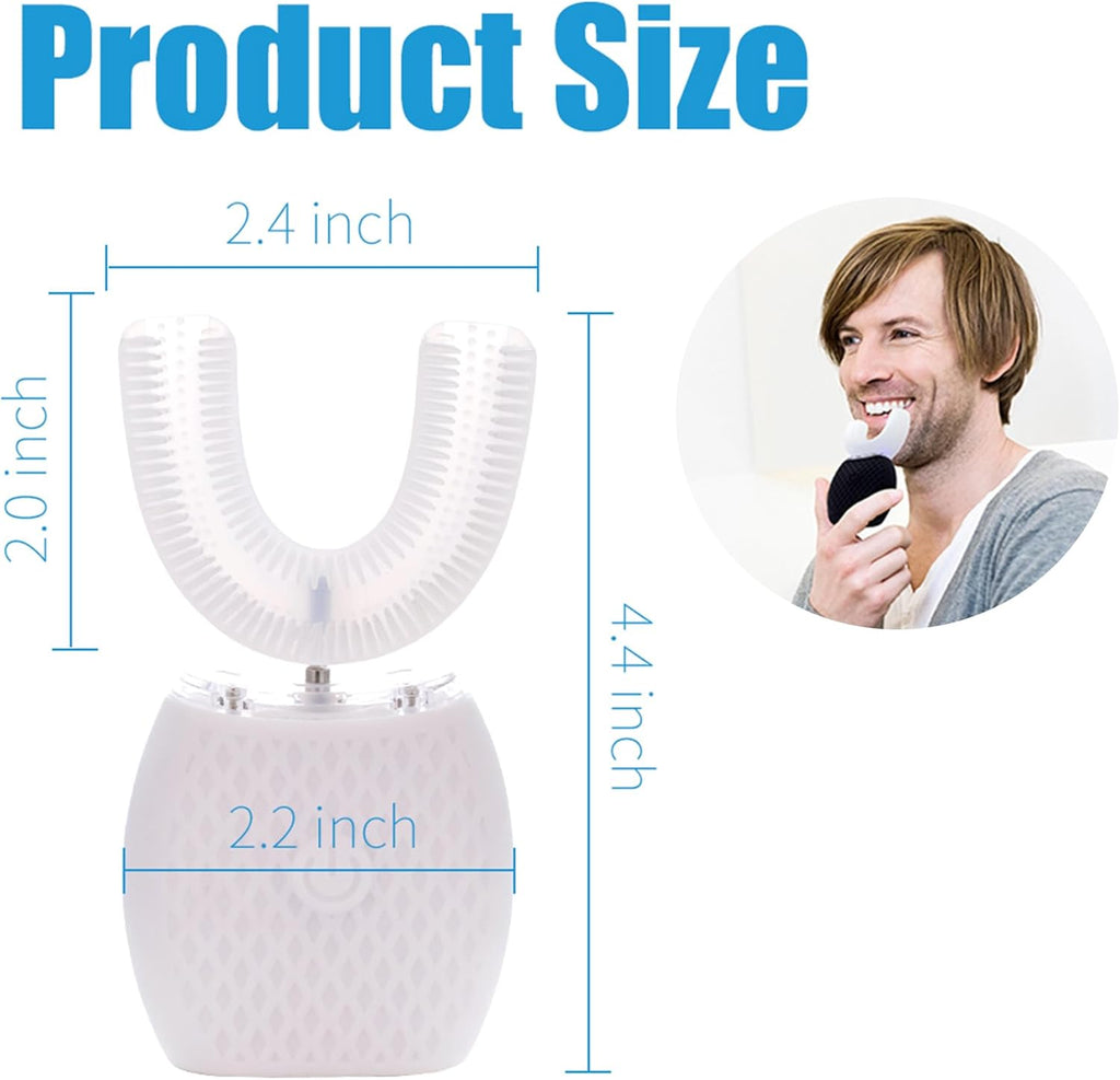 Ultrasonic Toothbrush for Adults - Automatic Electric Toothbrush with Soft Bristles Rechargeable Portable Waterproof Design 30s Timer, Wireless Charging Dual-Use for Travel & Home (White)