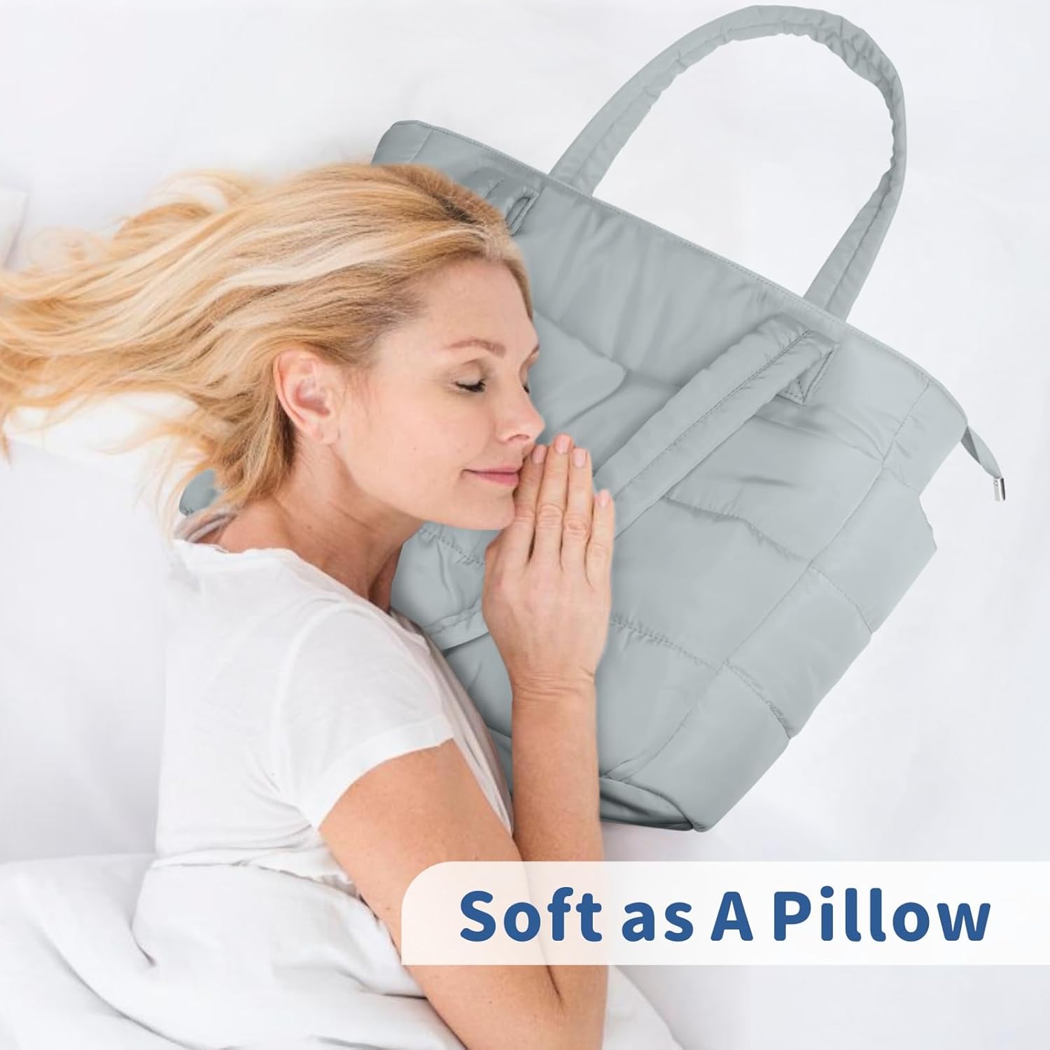 TOPDesign Puffer Tote Bag for Women, Lightweight Puffy Handbag with Compartments, Quilted Shoulder Bag for Work, Travel, Gym