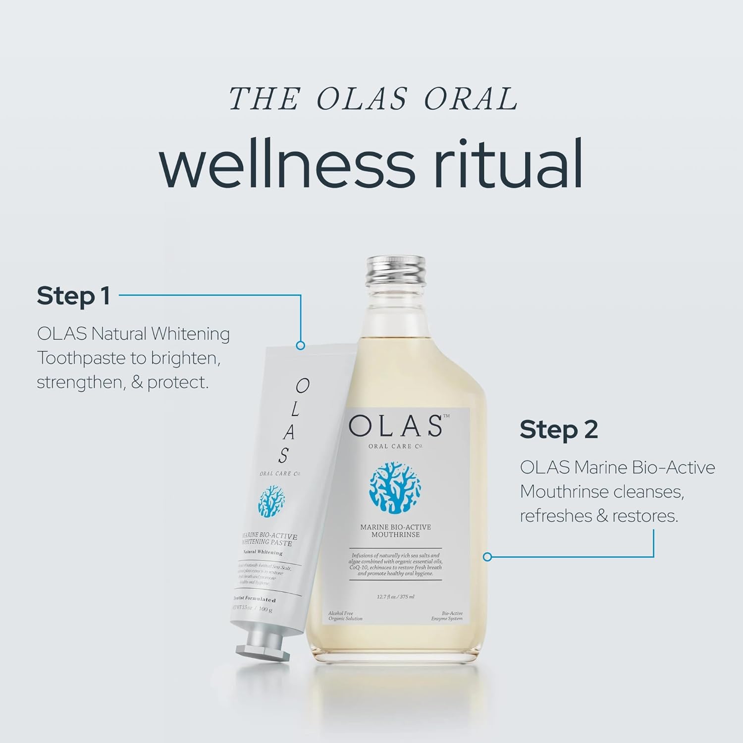 OLAS Marine Sea Mint Bio-Active Toothpaste - Fluoride Free Toothpaste - Promote a Healthy Oral Microbiome & Natural Fresh Breath - SLS Free & Dentist Formulated (3.5oz)