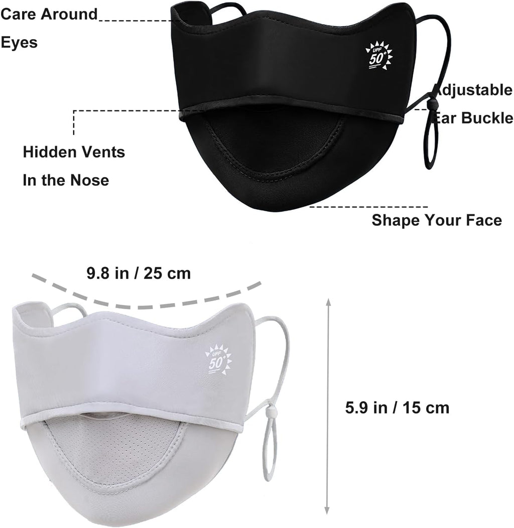 2Pcs UV Face Mask, Sun Masks for Women, Cooling Breathable Face Cover for Outdoors, Washable Reusable