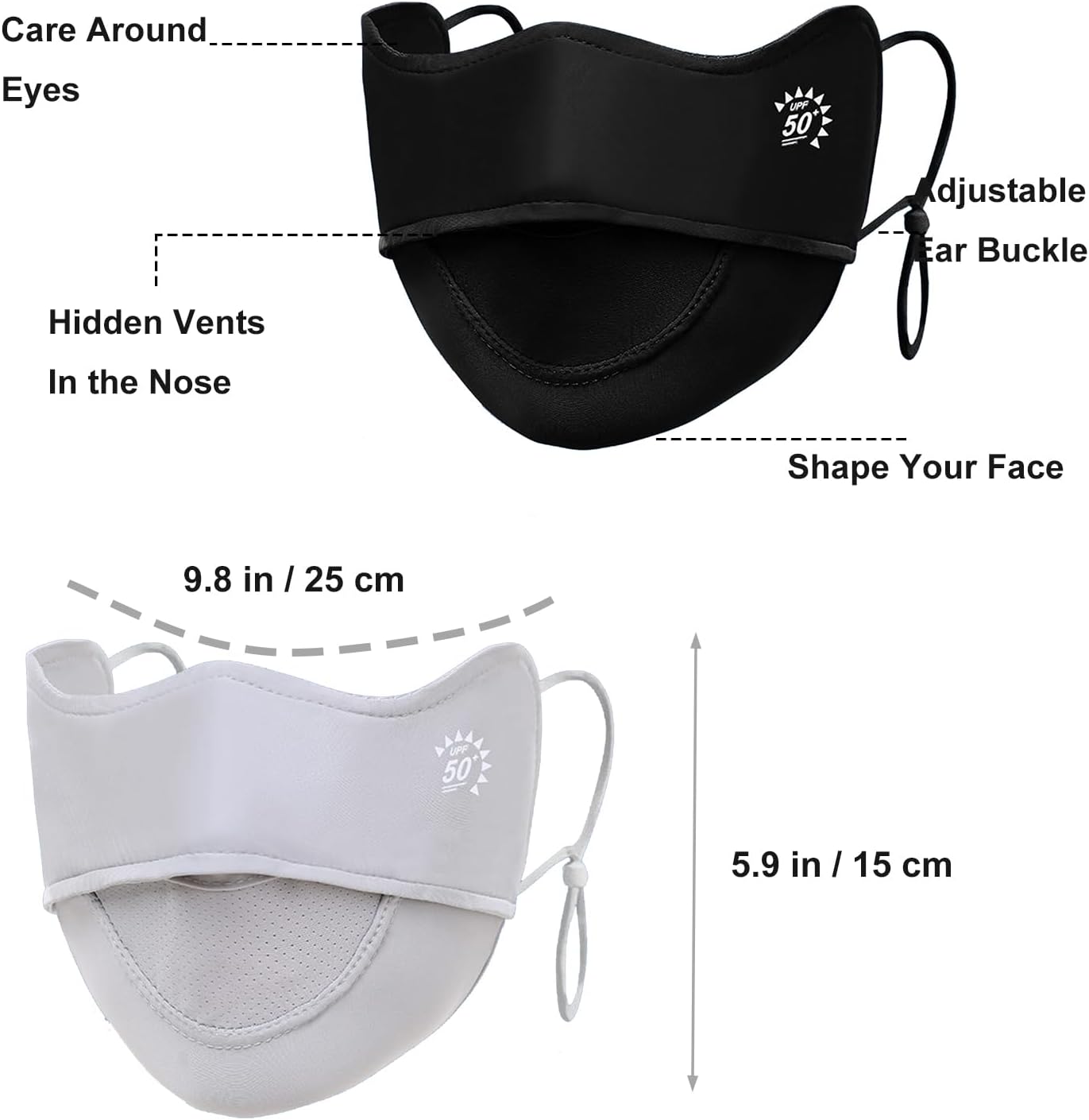 2Pcs UV Face Mask, Sun Masks for Women, Cooling Breathable Face Cover for Outdoors, Washable Reusable