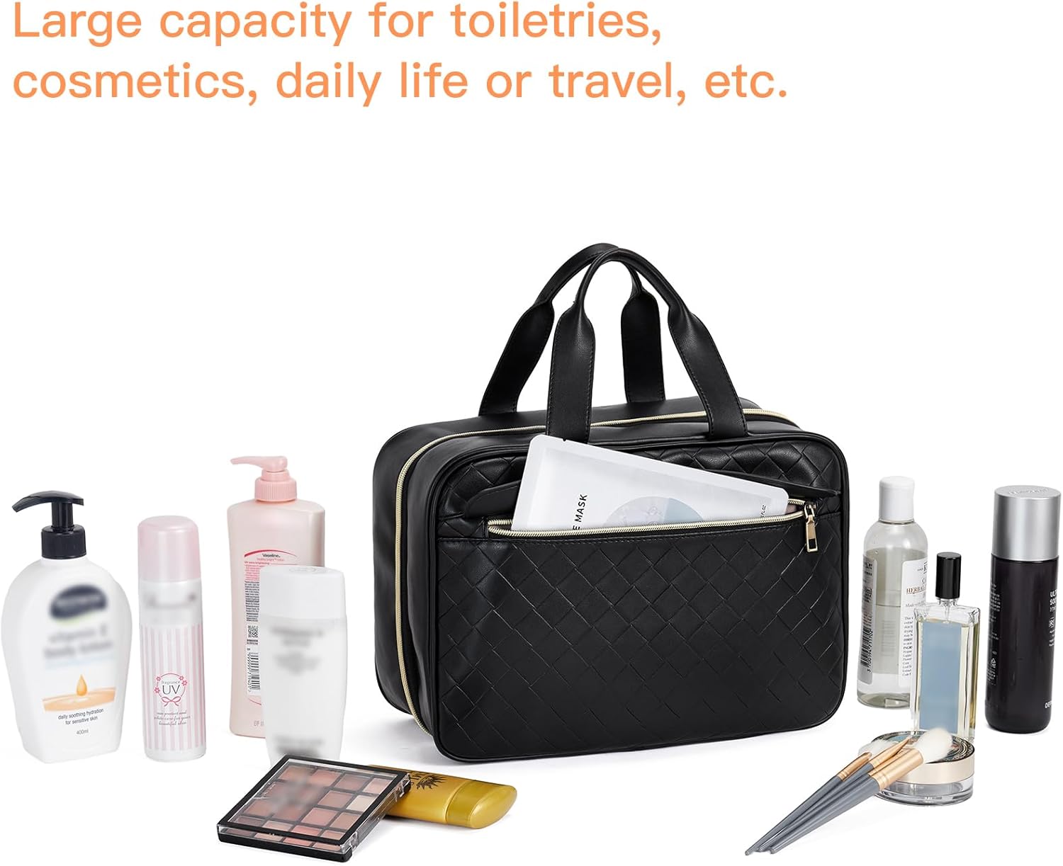 Telena Travel Toiletry Bag for Women with Hanging Hook, Water-resistant Cosmetic Bag Travel Organizer for Accessories, Toiletries, Shampoo