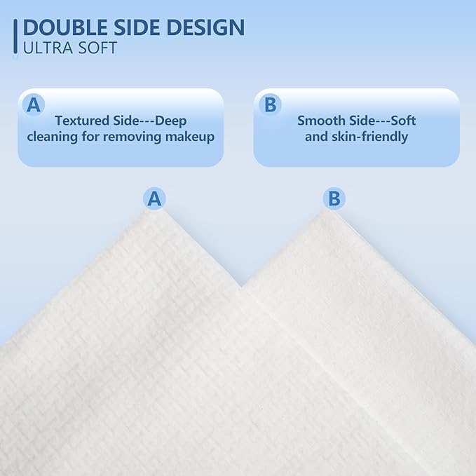 Disposable Face Towels Travel, 12"×12" Extra Large Face Towelettes, Ultra Soft Facial Towels for Sensitive Skin, Makeup Remover Dry Wipes, 60 Count (3 Packs of 20)