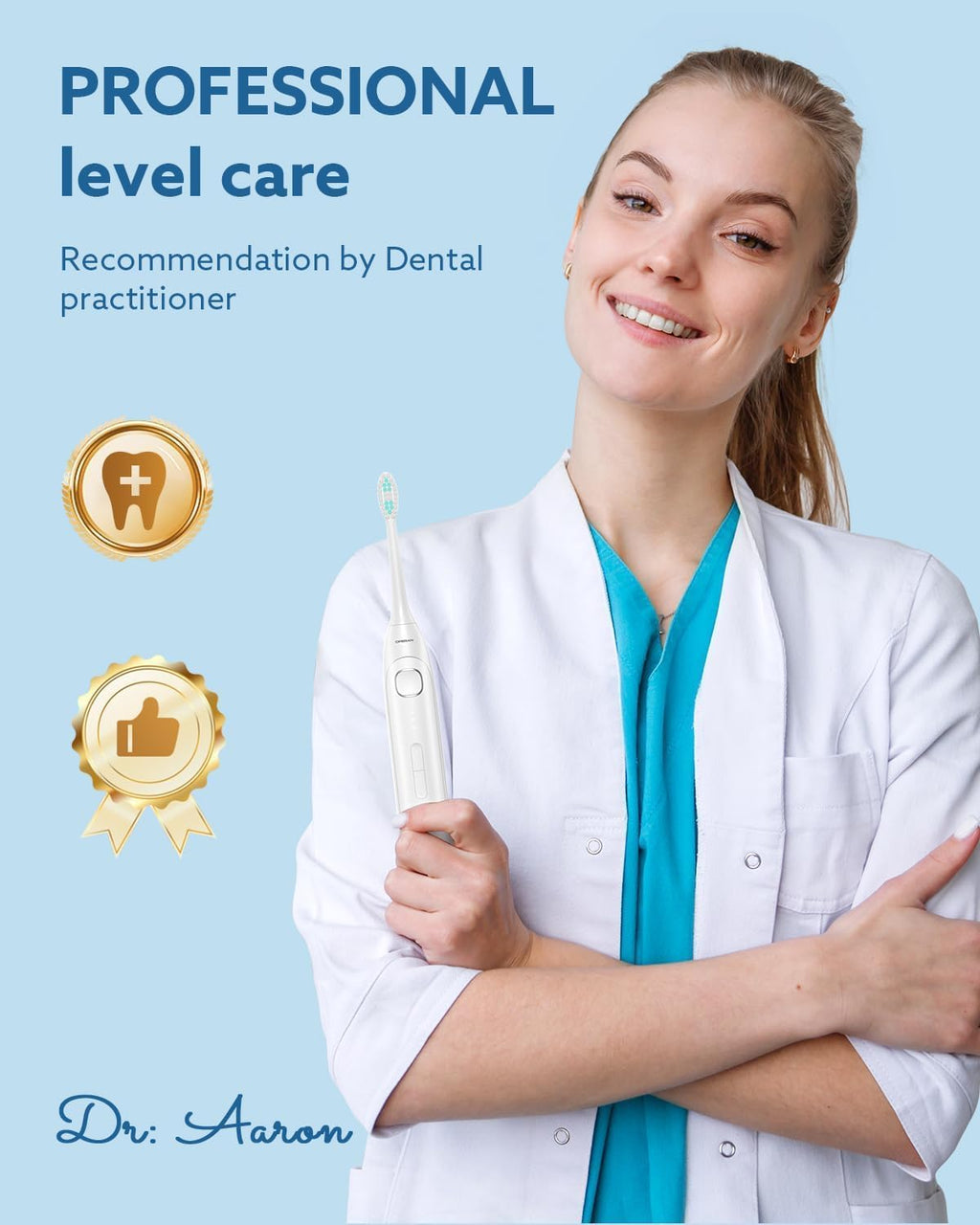 Electric Toothbrush for Adults and Kids Rechargeable Sonic Toothbrush with 5 Modes 2-Min Smart Timer IPX7 Waterproof 40,000 VPM Motor with 8 Brush Heads & Travel Case (White, 1Pack)