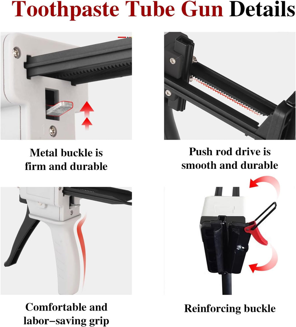 2025 New Toothpaste Tube Gun,Toothpaste Tube Glue Gun Squeezing Machine,Silicone Caulk Guns,Toothpastes Guns Dispenser,for DIY Projects,Caulking Sealant,Silicone Glue(White)