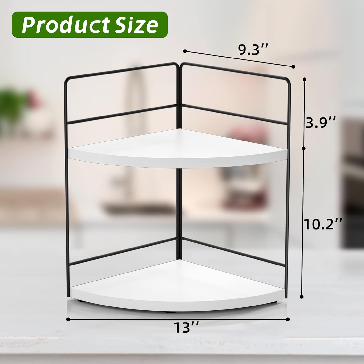 ZGO 2-Tier Bathroom Counter Organizer, Corner Skincare Organizers, Bathroom Organizer Countertop, Makeup Organizer for Vanity Storage, Bathroom Counter Storage(White)