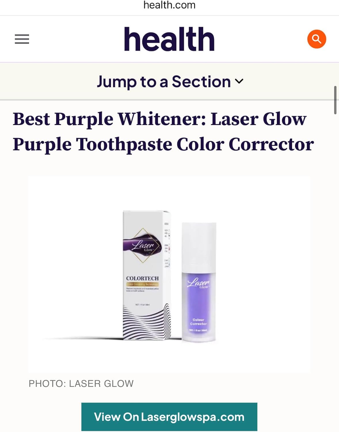 LaserGlow Purple Color Corrector Toothpaste – Health.com #1 Ranked Stain-Neutralizing Formula, Instant Teeth Brightening & Enamel-Safe Whitening, 3.4 oz Tube