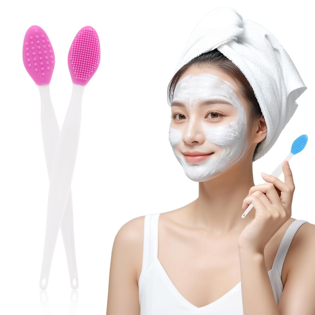 100 Pack Silicone Scrub Lip Brush, Double Side Lip Exfoliating, Nose Clean Blackhead Removal Brushes With Lip Exfoliator Scrubber Tool Wash Face Cleansing Brush