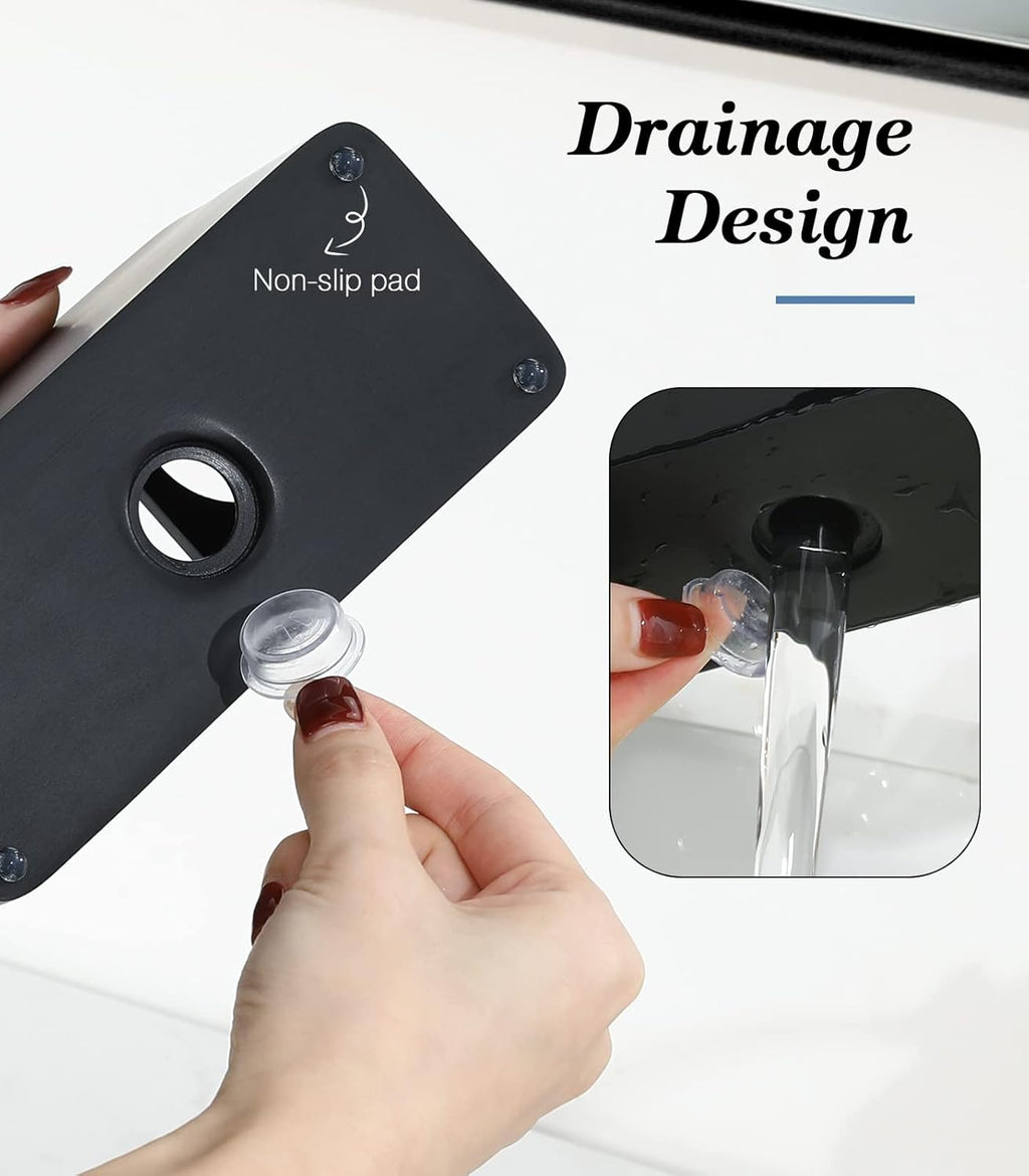 Luxspire Toothbrush Holder, 3 Slots Electric Toothbrush and Toothpaste Holder, Resin Bathroom Countertop Storage Bathroom Accessories Toothbrush Stand for Vanity Counter Organizer Caddy - Black