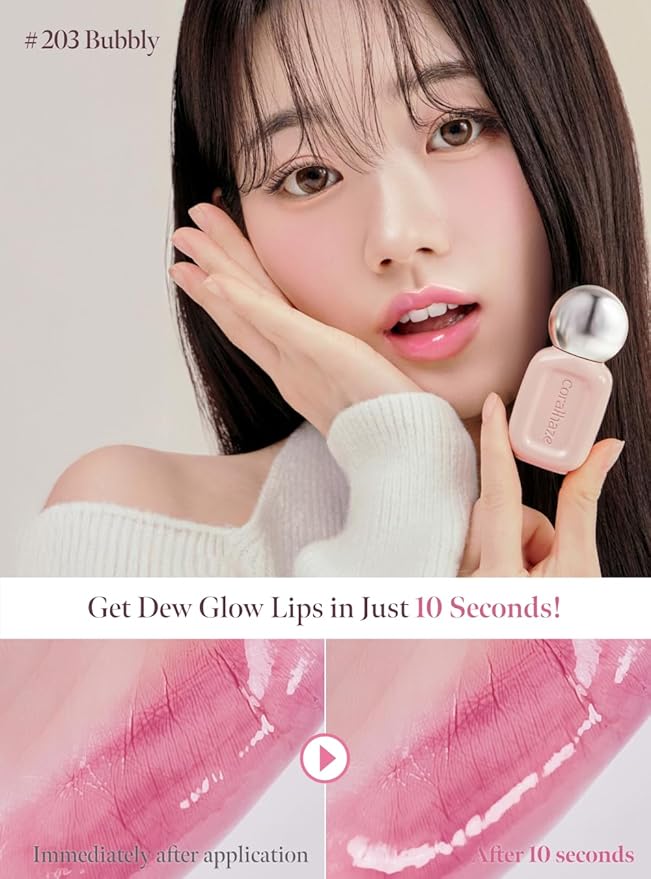 Dew Drop Tint #209 Crush 4.5g, Hydrating, Glossy, Lightweight Lip Stain with High-shine, Long Lasting Color with Moisturizing Lip Oil, Dewy Finish, Korean Beauty Makeup