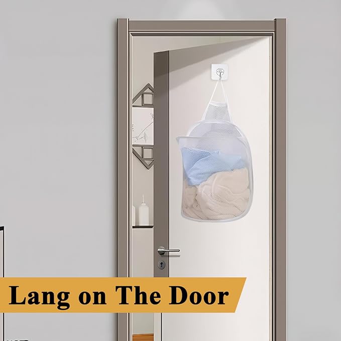 Mesh Collapsible Small Wall Laundry Baskets,3pcs Small Hanging Laundry Bag with Handle Portable Foldable Hamper for Hotel, University Dormitory Room Bathroom Travel Storage