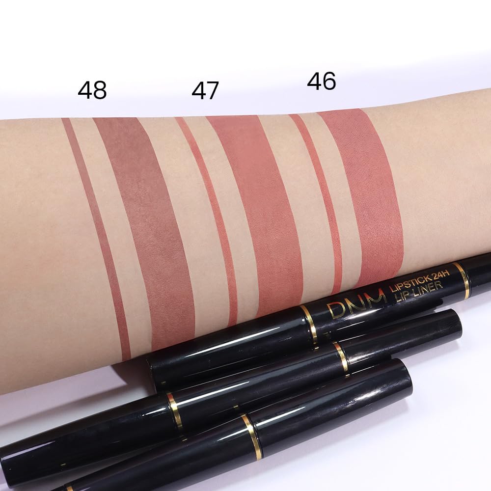 evpct 1Pcs Fairest Nude Velvet Matte Lip Liner and Lipstick Combo Set Kit for Women, Magic 24 Hours Lipstick and Lip Liner Makeup Set Stain Long Lasting Waterproof labial, 47#