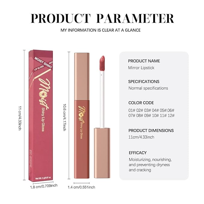 Lip Stain Hydrating High Shine – Lightweight Non-Sticky Glossy Lip Tint, Mirror Shine Moisturizing Lip Makeup for Plump & Full Lips, Long-Lasting Rich Color Lip Glaze, Soft Smooth Lip Gloss 07#