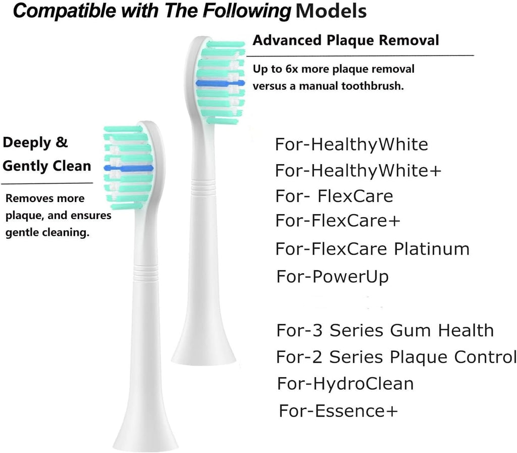 Replacement Toothbrush Heads Compatible with Philips Sonicare:10 Pack Professional Electric Brush Heads for 4100 6100 &More Snap-on Handles