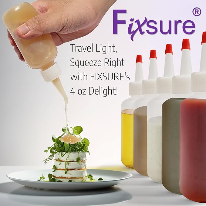 Plastic Squeeze Bottles with Red Tip Cap, 4 Oz Squirt Bottle For Ketchup, BBQ, Sauces, Syrup, Condiments, Oil, Pancake, Cookie Decorating, Dressings, Travel, Camping, Lab, Arts and Crafts (1)