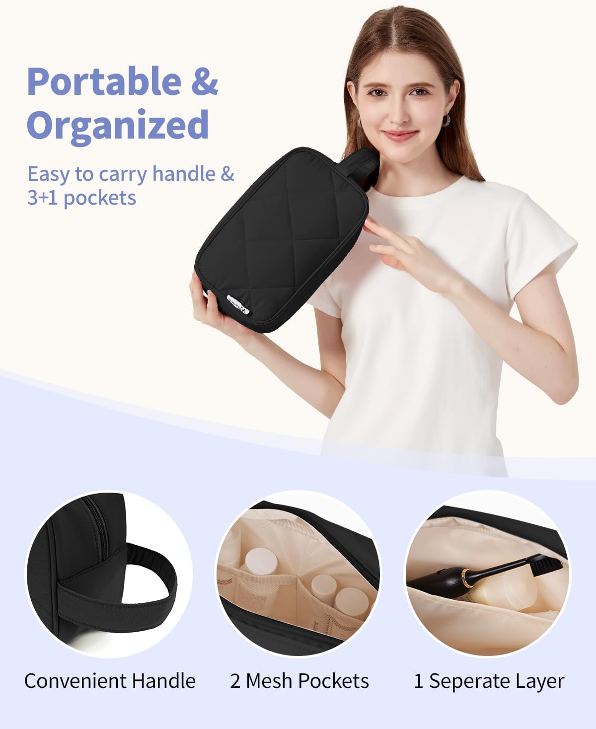 Narwey Travel Toiletry Bag for Women Traveling Dopp Kit Men Travel Bag for Toiletries Cosmetic Bag Makeup Bag Medicine Bag for Traveling