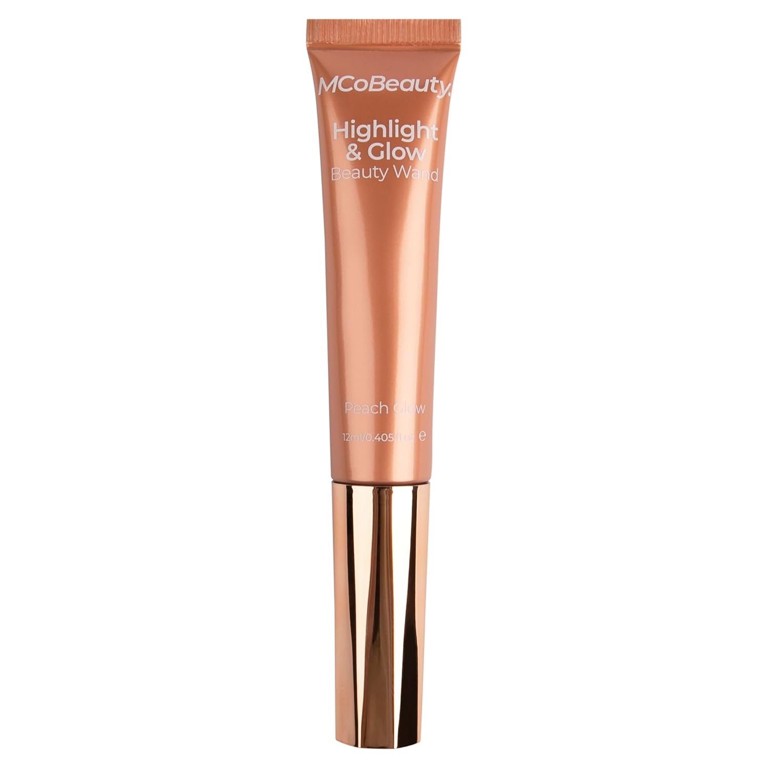 MCoBeauty - Highlight and Glow Beauty Wand - Buildable Liquid Highlighter - Peach Coral Shade - Liquid Cream with Cushion Applicator for Soft, Radiant Finish - Highlighters Makeup